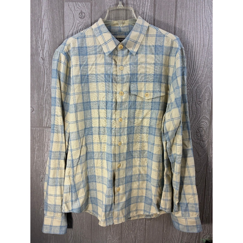 Todd Snyder Mens M Blue Cream Plaid Shirt 100% Cotton Heritage Preppy Casual